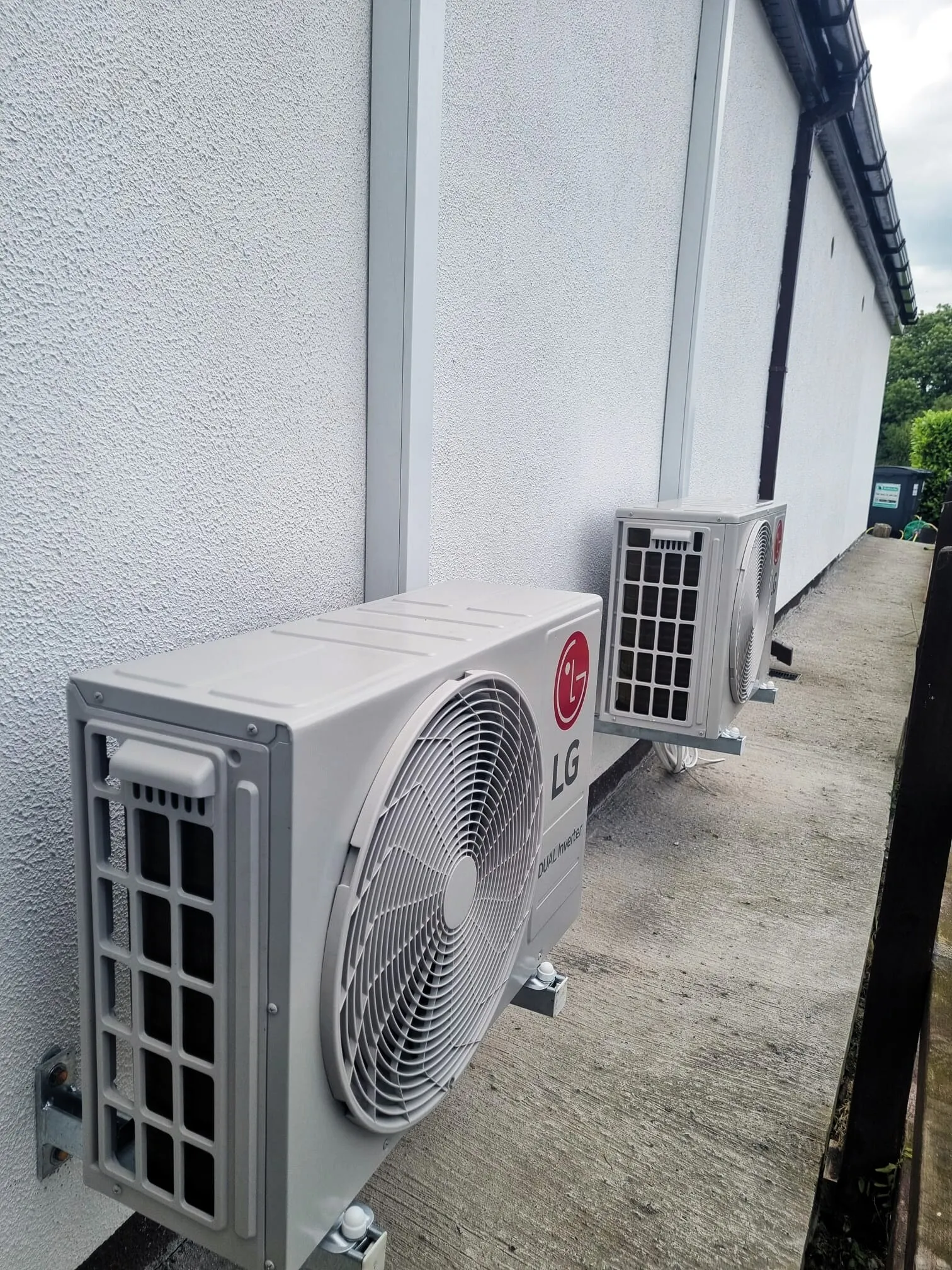 LG outdoor units installed along a side passage