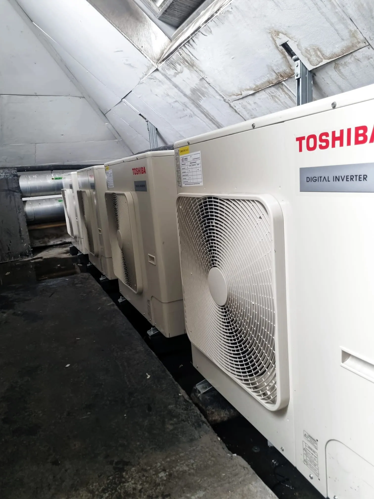 Toshiba Digital Inverter outdoor units in a plant area